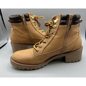 Work Boots Mabry Side Zipper Lace Up Block Heel Ankle Size 9.5 B China